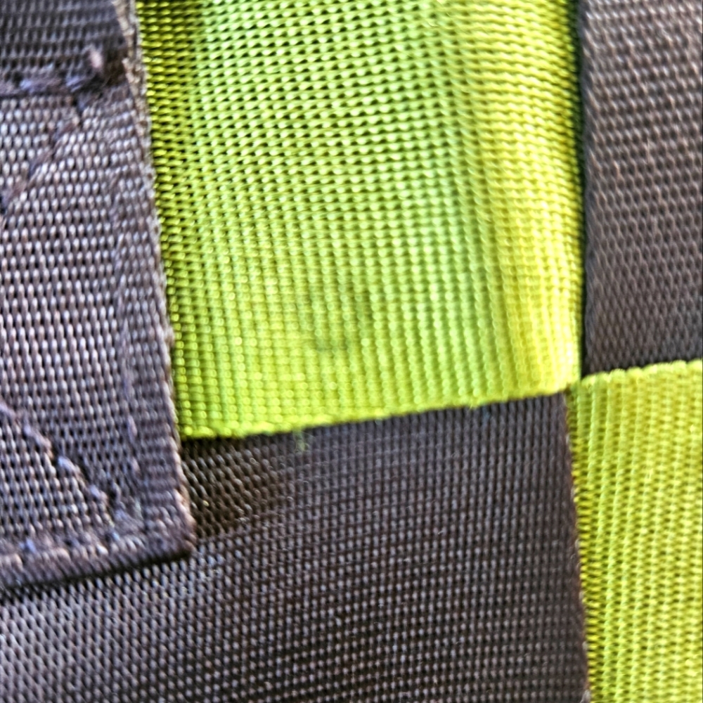 Nylon Brown and Green Basket Weave Shoulder Bag Heavy Duty - Picture 8 of 9
